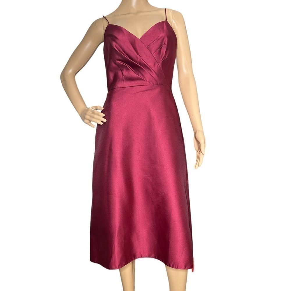 Alfred Sung draped faux wrap cocktail dress pockets burgundy NWT 10